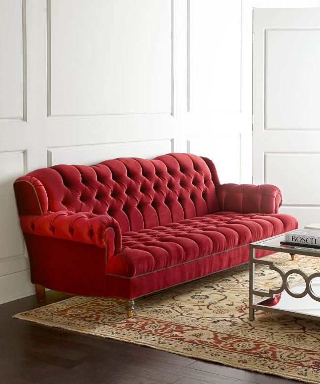 Cranberry Tufted Sofa